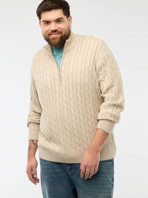 Мъжки плетен пуловер с висока яка и цип