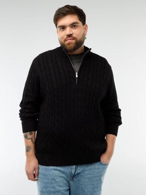 Мъжки плетен пуловер с висока яка и цип