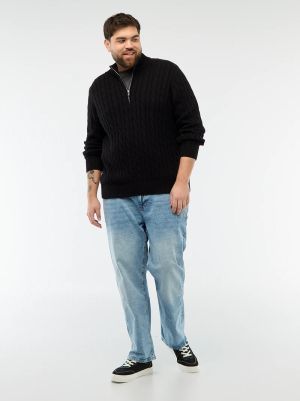 Мъжки плетен пуловер с висока яка и цип