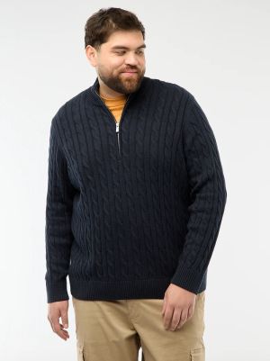 Мъжки плетен пуловер с висока яка и цип