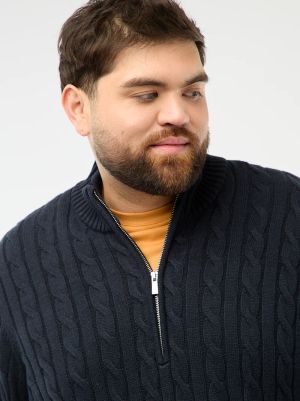 Мъжки плетен пуловер с висока яка и цип