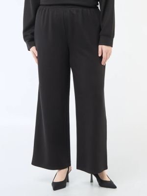 Широки панталони от оребрена еластична материя 
