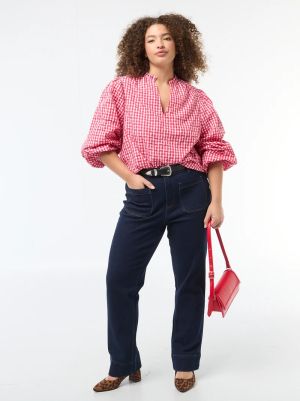 Голям размер дамска карирана блуза 