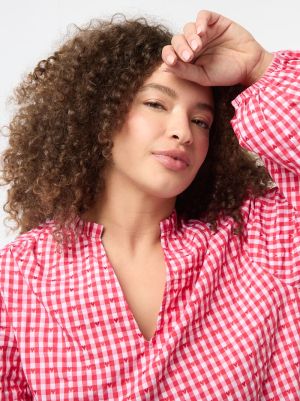 Голям размер дамска карирана блуза 