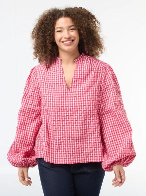 Голям размер дамска карирана блуза 