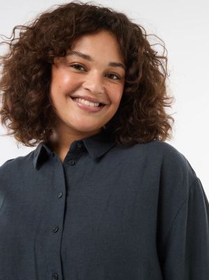 Ефирна риза дълъг ръкав  от ленен и памук