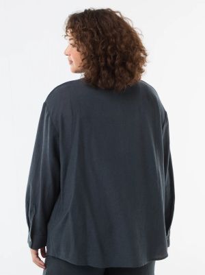 Ефирна риза дълъг ръкав  от ленен и памук