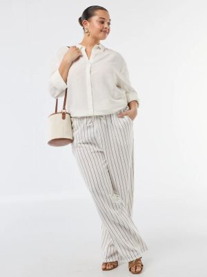 Ефирна риза дълъг ръкав  от ленен и памук