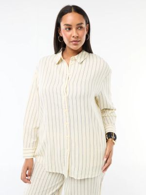 Ефирна риза дълъг ръкав  от ленен и памук