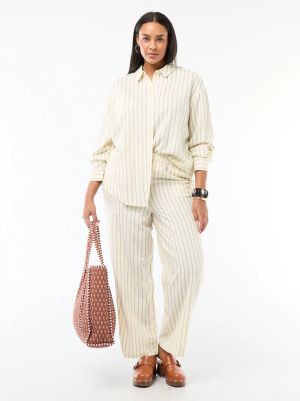 Ефирна риза дълъг ръкав  от ленен и памук