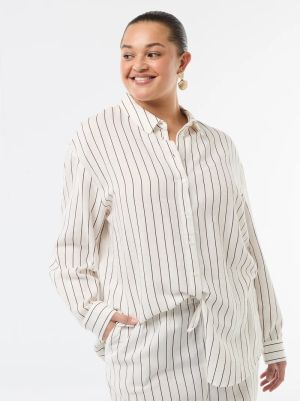 Ефирна риза дълъг ръкав  от ленен и памук