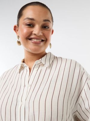 Ефирна риза дълъг ръкав  от ленен и памук