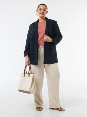 Дамски панталон с прав крачол от ленена смес