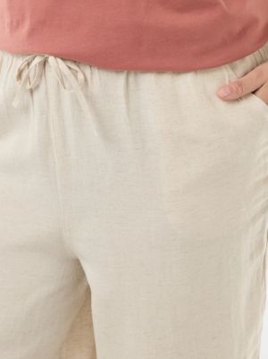 Дамски панталон с прав крачол от ленена смес