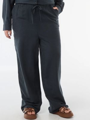 Дамски панталон с прав крачол от ленена смес