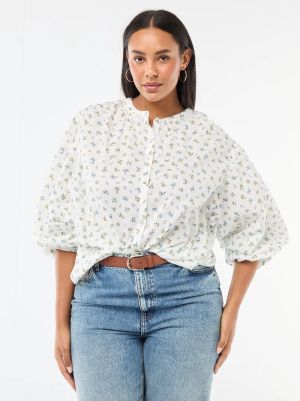 Дамска риза с кръгло деколте и дълъг ръкав