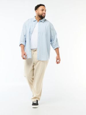 Широки ленен панталон голям размер