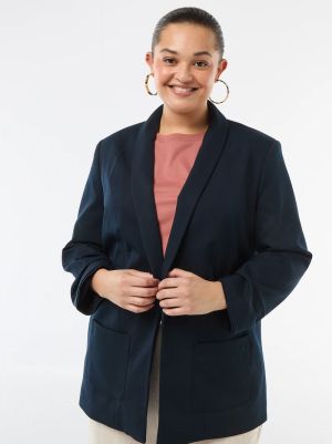 Дълго дамско сако с навити ръкави