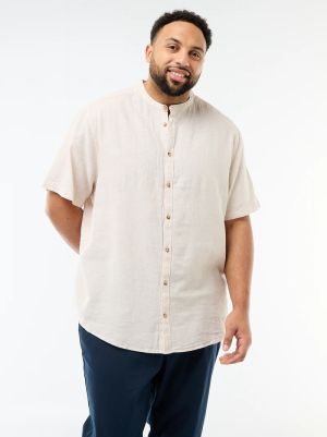 Ленена риза с мандарин яка голям размер