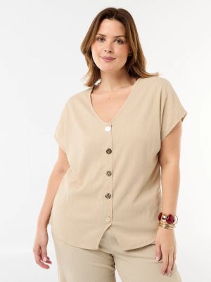 Дамска жилетка с къс ръкав макси размер