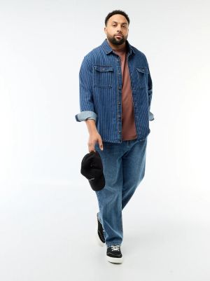 Мъжка дънкова риза голям размер