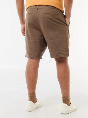 Голям размер мъжки ленени бермуди