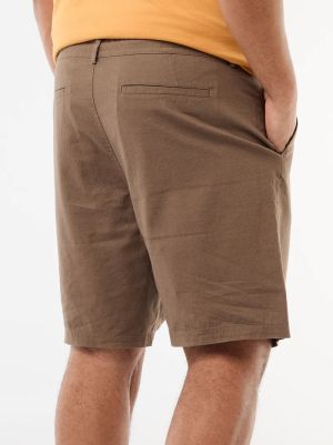 Голям размер мъжки ленени бермуди