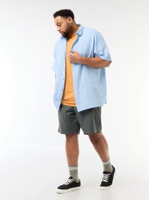 Голям размер мъжки ленени бермуди