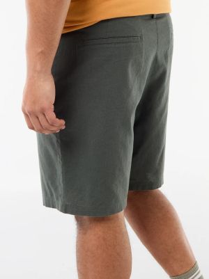 Голям размер мъжки ленени бермуди