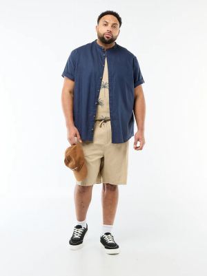 Ленена риза с мандарин яка голям размер