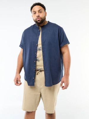 Ленена риза с мандарин яка голям размер