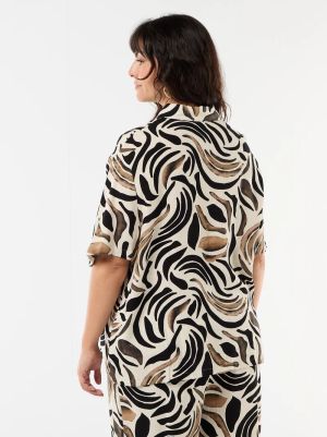 Дамска ленена риза с къс ръкав