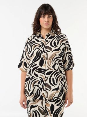 Дамска ленена риза с къс ръкав