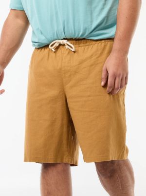 Голям размер мъжки ленени бермуди