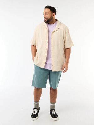 Голям размер мъжки ленени бермуди