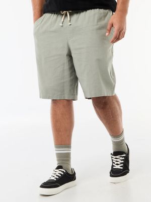 Голям размер мъжки ленени бермуди