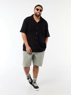 Голям размер мъжки ленени бермуди