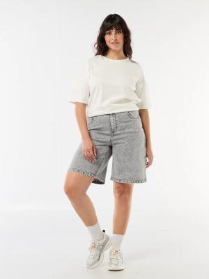 Дънкови бермуди с висока талия