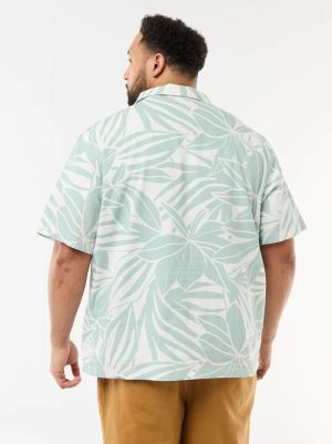 Мъжка ленена риза с къс ръкав макси размер