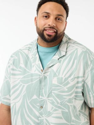 Мъжка ленена риза с къс ръкав макси размер