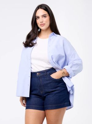 Дънкови шорти с плетени джобове