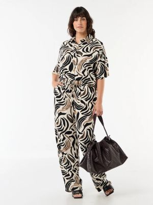 Широк дамски панталони от ленена смес 