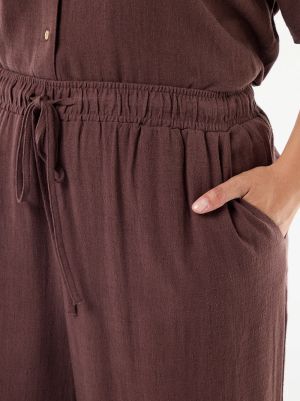 Широк дамски панталони от ленена смес 