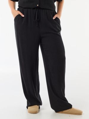 Широк дамски панталони от ленена смес 