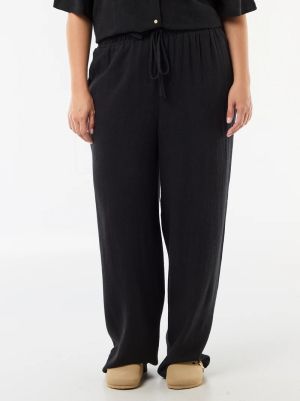 Широк дамски панталони от ленена смес 