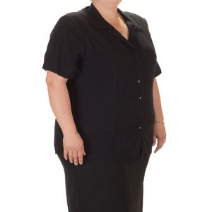 Черна дамска риза с къс ръкав голям номер