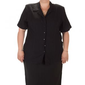 Черна дамска риза с къс ръкав голям номер