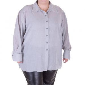 Макси номер сива дамска риза с дълъг ръкав