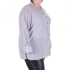 Макси номер сива дамска риза с дълъг ръкав